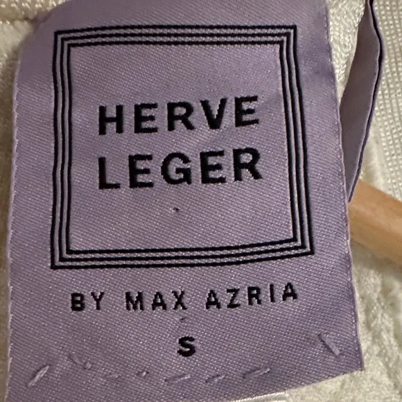 Herve Leger White and Silver Long Sleeve Dress - Picture 4 of 9